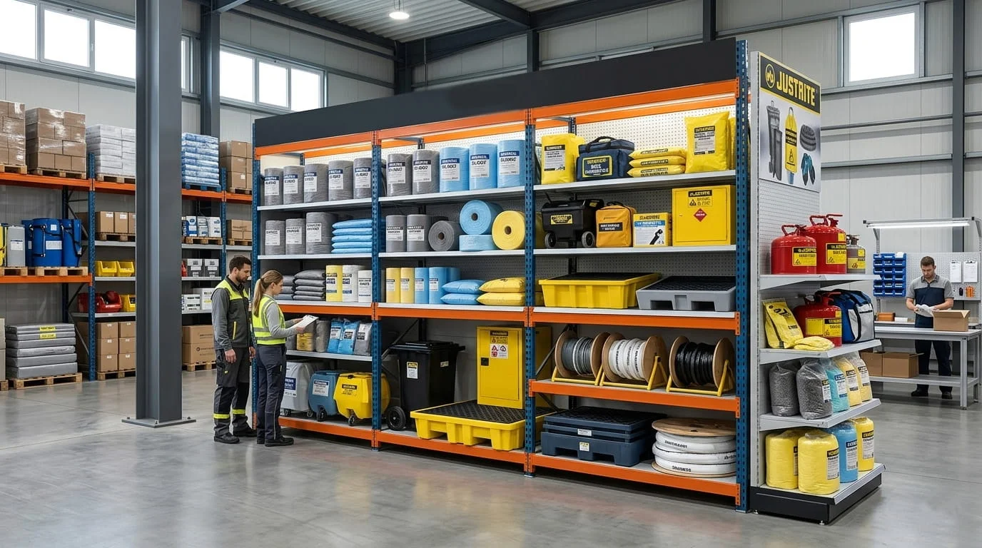 Yagemici.com endüstriyel sızıntı yönetimi ürün gamı; sarı döküntü paletleri, emici rulolar ve kimyasal saklama dolapları.